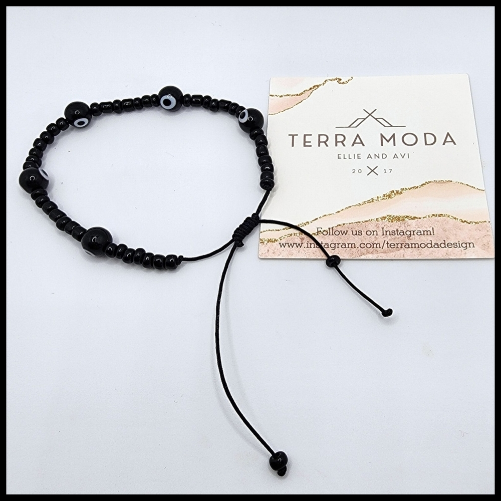 TMD - Evil Eye Beaded Friendship Bracelet in Black - Size S / L
